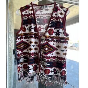 Vintage 411 Aztec fringe vest size M